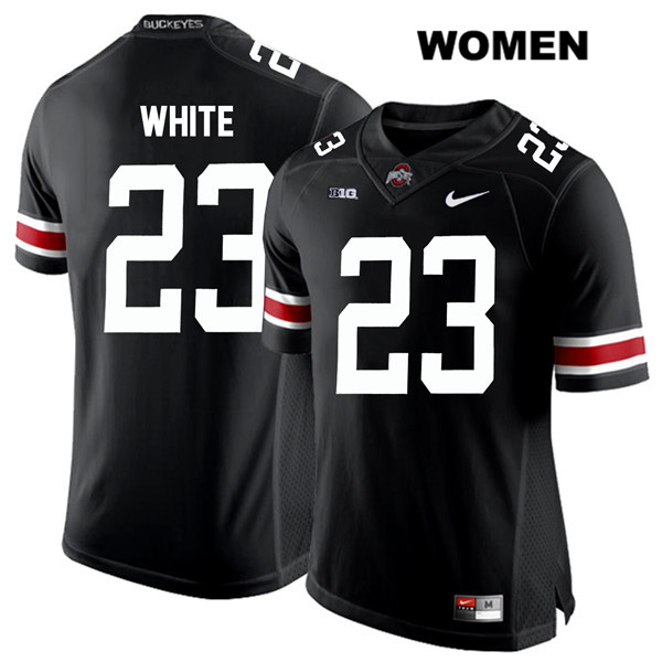 Ohio State Buckeyes Women's De'Shawn White #23 White Number Black Authentic Nike College NCAA Stitched Football Jersey IB19P50QP